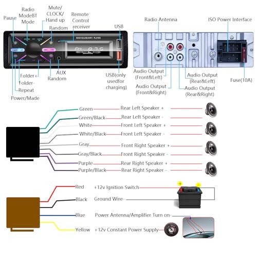 Single Din Car Audio System with APP Control MP3 Player for Car Stereo Radio