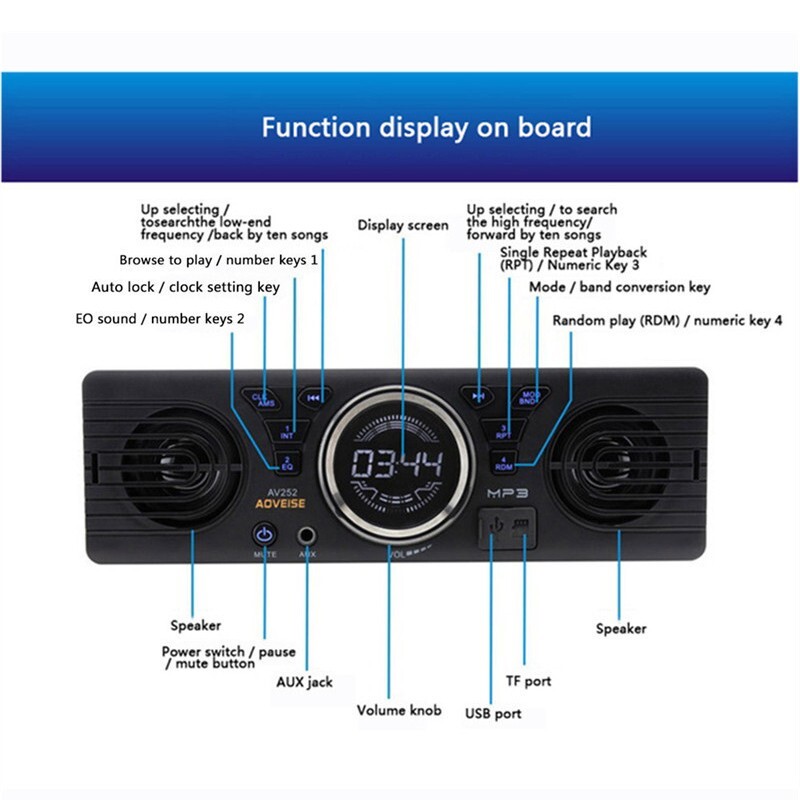 Single Din MP3 Player Car Stereo Audio Bluetooth FM/USB/TF/SD/AUX-IN Head Unit
