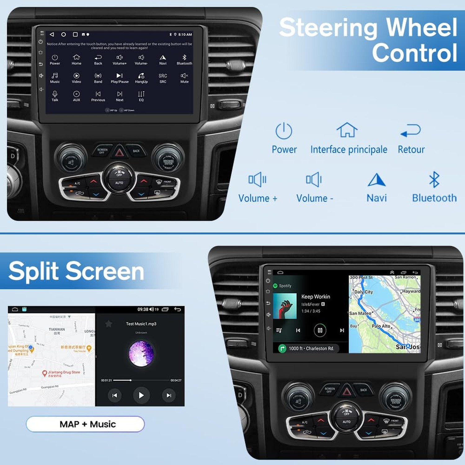 Car Radio Stereo for Dodge Ram 2013-2018 1500 2500 3500 Automatic AC Android …