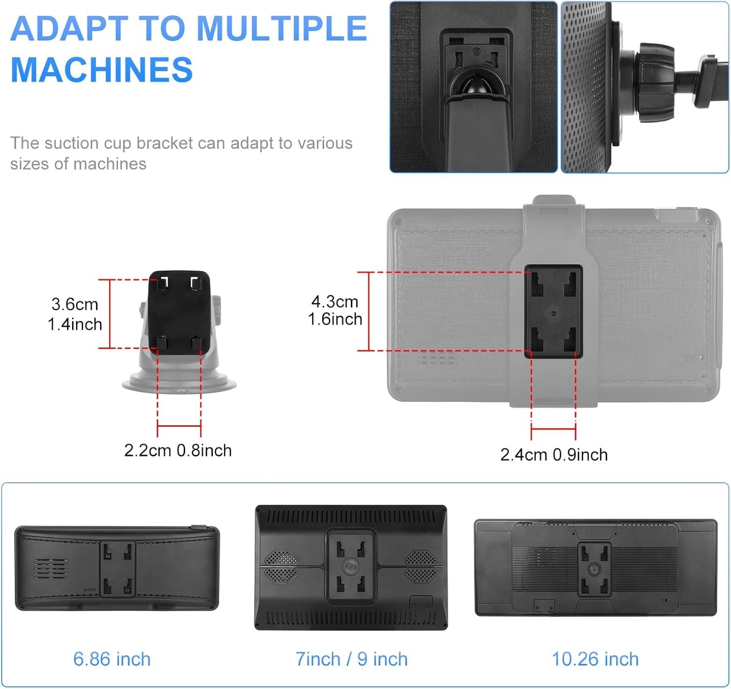 Car suction cup mount bracket for 6.8 to 10.26 inch portable carplay Android …