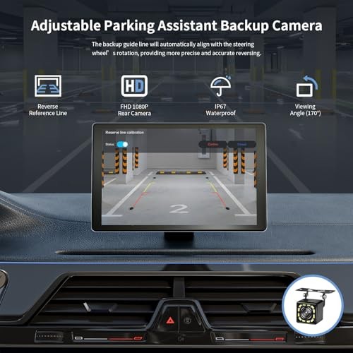 Portable Apple Carplay Screen for Car, 9″ Wireless Apple Carplay & Android
