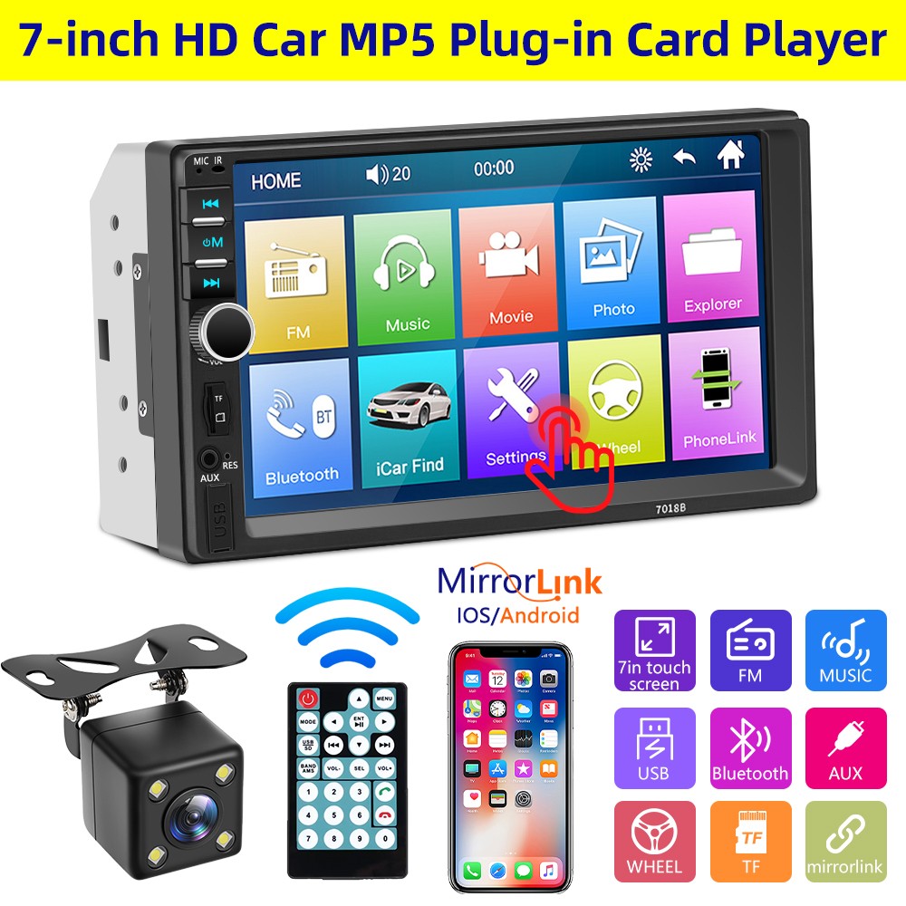 Radio Estereo De Pantalla Para Coche Carro MP5 Tactil 2 Din Bluetooth Con Camara