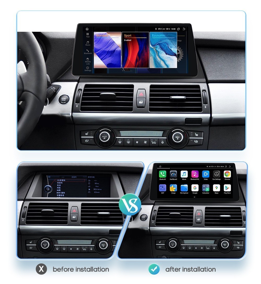 10.33″ 128GB Android 13 Car Stereo Radio Carplay For 2007-2010 BMW X5 X6 CCC CIC