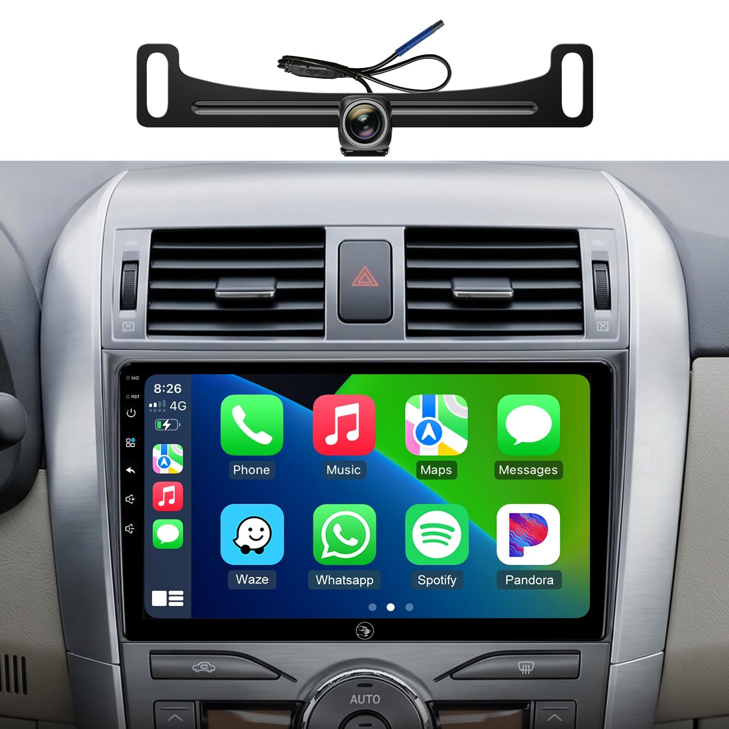 Wireless CarPlay Android Auto 9″ Car Stereo for Toyota Corolla 2008-2013