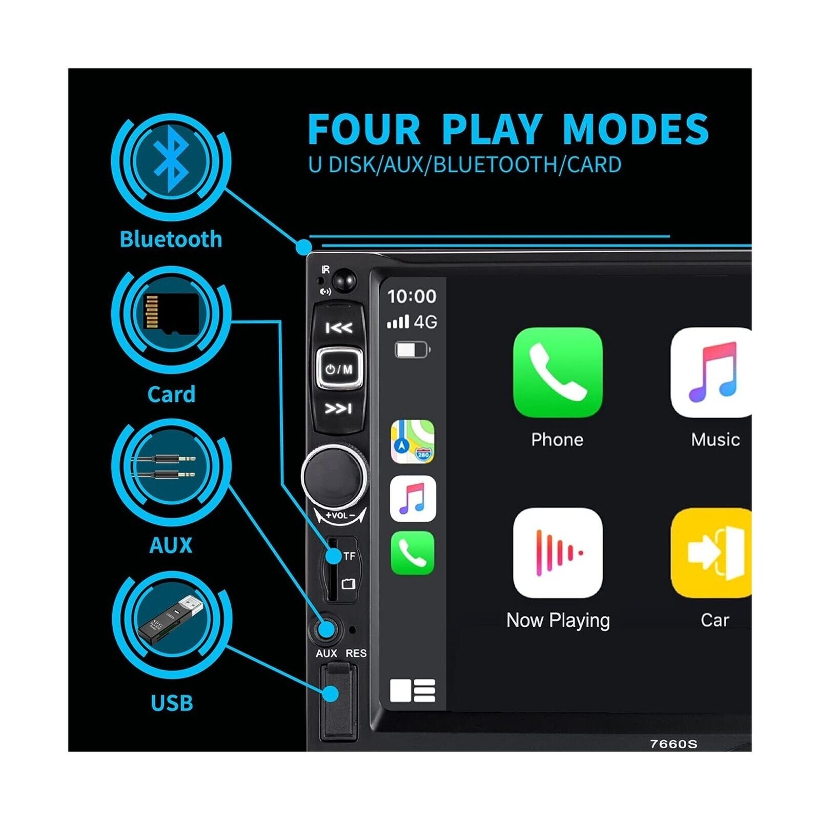 Double Din Car Stereo Radio Compatible with Apple Carplay and Android Auto 7″