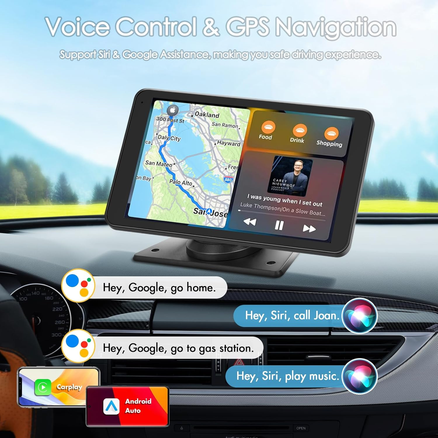 7″ Wireless Carplay Stereo with Backup Camera, Bluetooth & GPS for All Cars