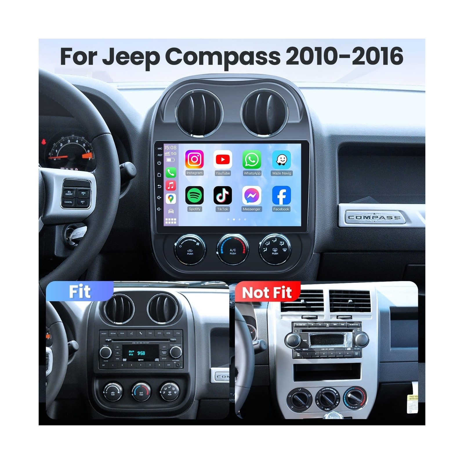 [8core 4+64G] Android 13 Car Radio Stereo for Jeep Patriot Compass 2010-2016:…