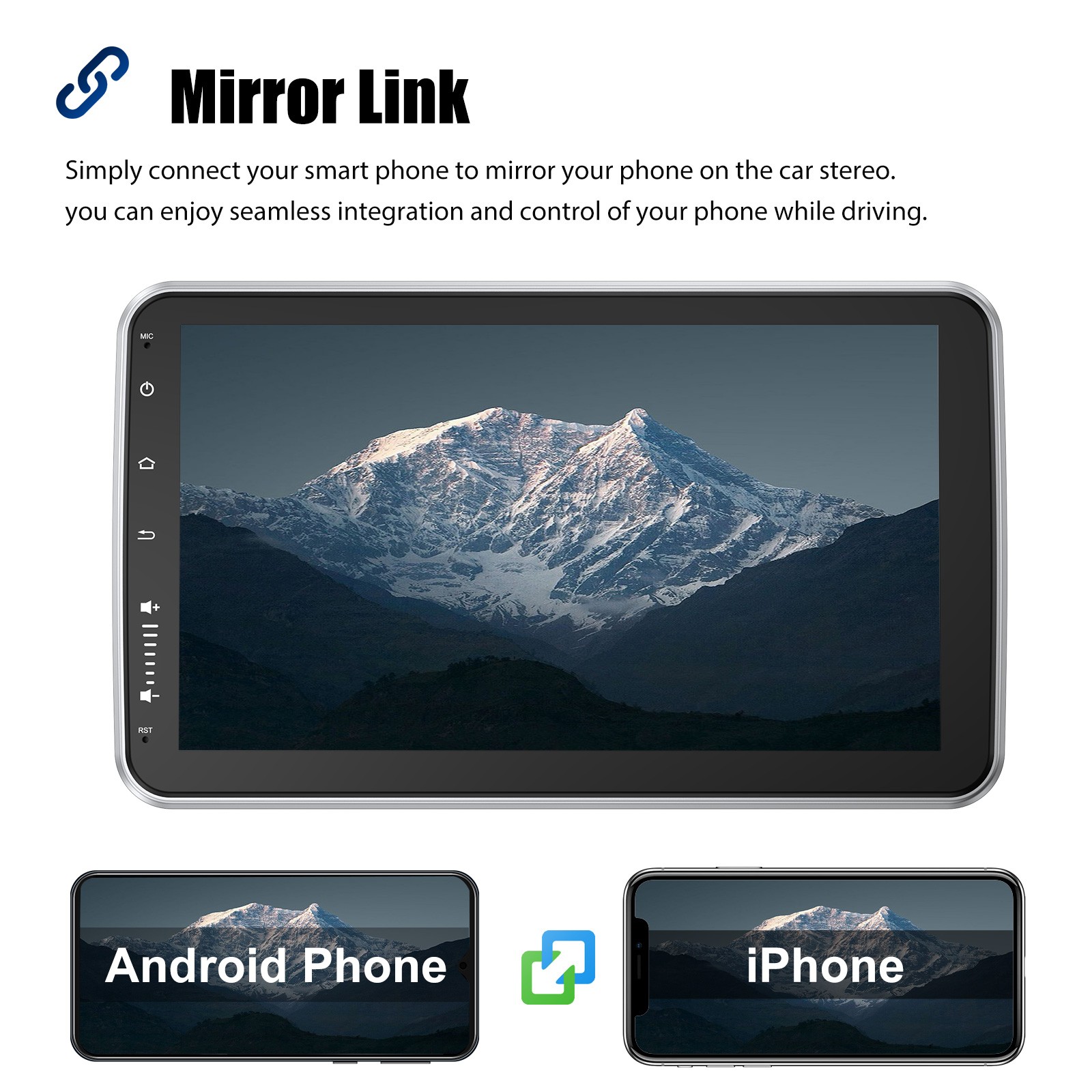 4+64G 10” Single 1 DIN Carplay Android13 Car Stereo Radio Rotatable BT GPS WIFI