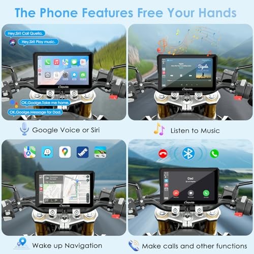 Motorcycle GPS Wireless Carplay/Android Auto, 7″ Waterproof W702S PRO