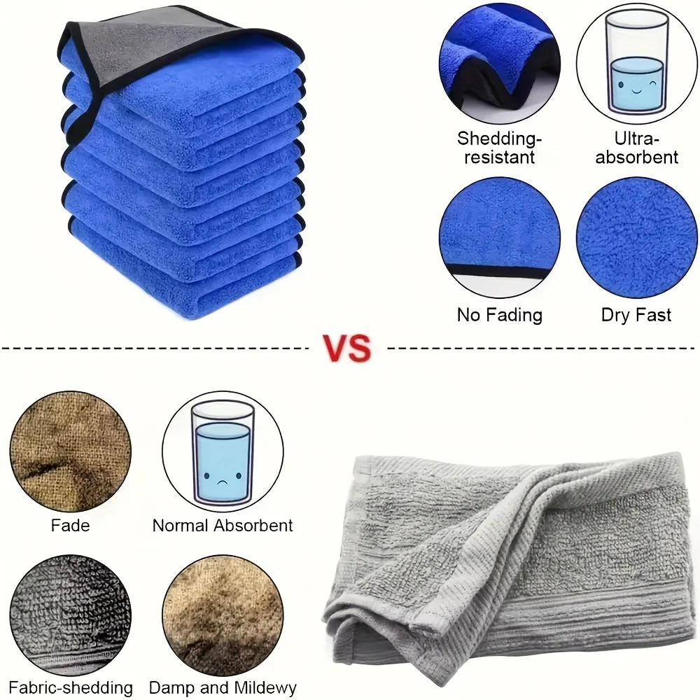 1-10Pcs Microfiber Car Cleaning Towels Ultra Absorbent Car Drying Cloth Auto Det