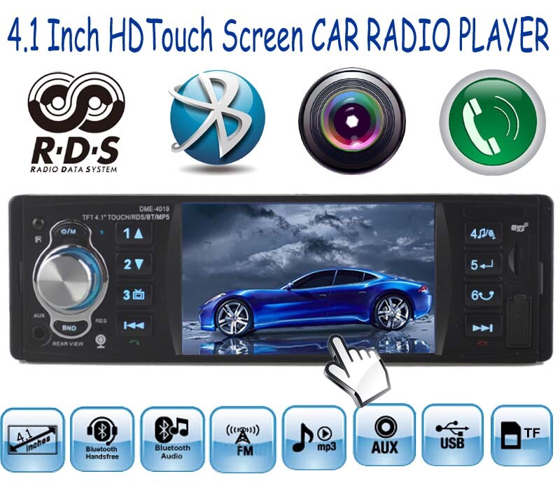 Single 1Din Car Radio MIrror Link FM MP5 RDS 4.1Inch Bluetooth Touch Screen