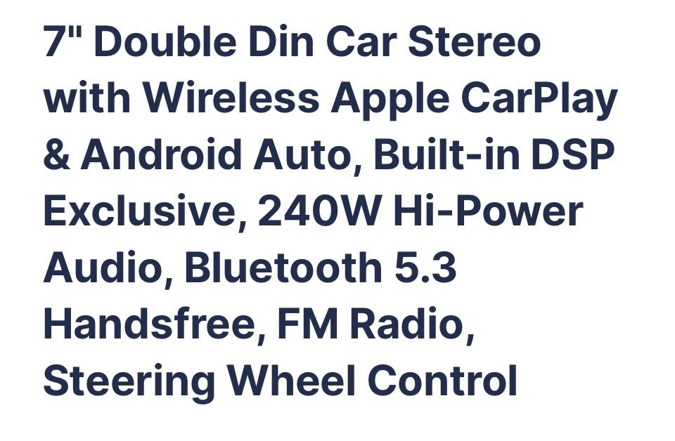 Double 2 Din 7″ Apple Carplay Android Auto Car Stereo Radio Bluetooth Type-C USB