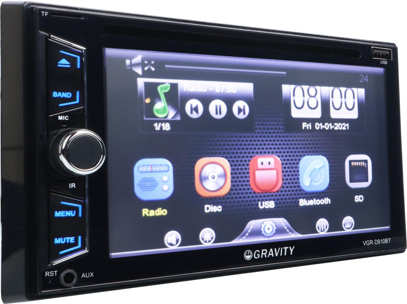 Gravity 6.2″ Car Stereo CD DVD 2Din Bluetooth Receiver with DVD/CD/MP3/FM/USB/SD