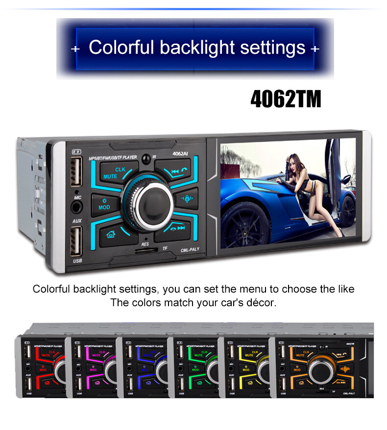 4.1 inch Touch screen FM Radio Bluetooth RM USB/TF card MP5 Car Player AUX input