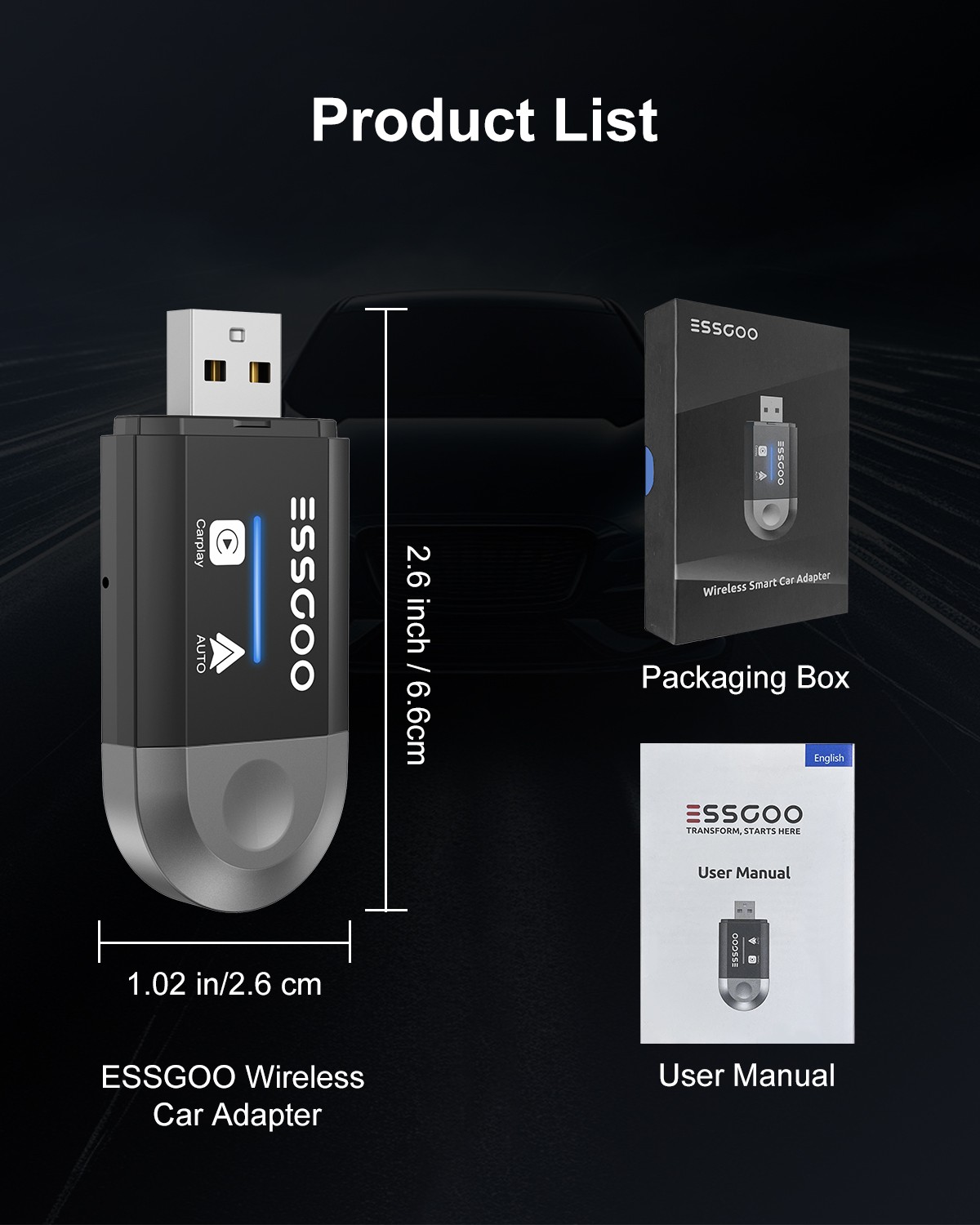 2025 Wireless Car Play Adapter For iPhone Apple Android Carplay Dongle Plug&Play