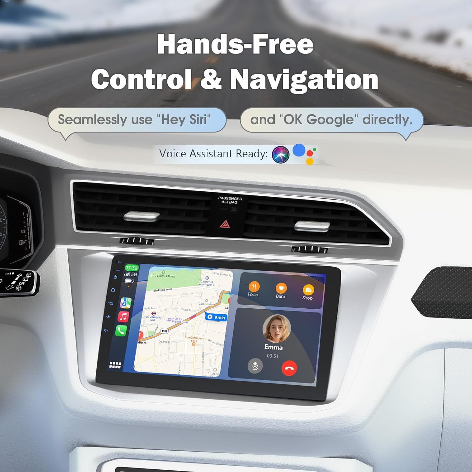 9 Inch Android Car Stereo – Wireless Apple Carplay & Android Auto, 2GB RAM 64GB