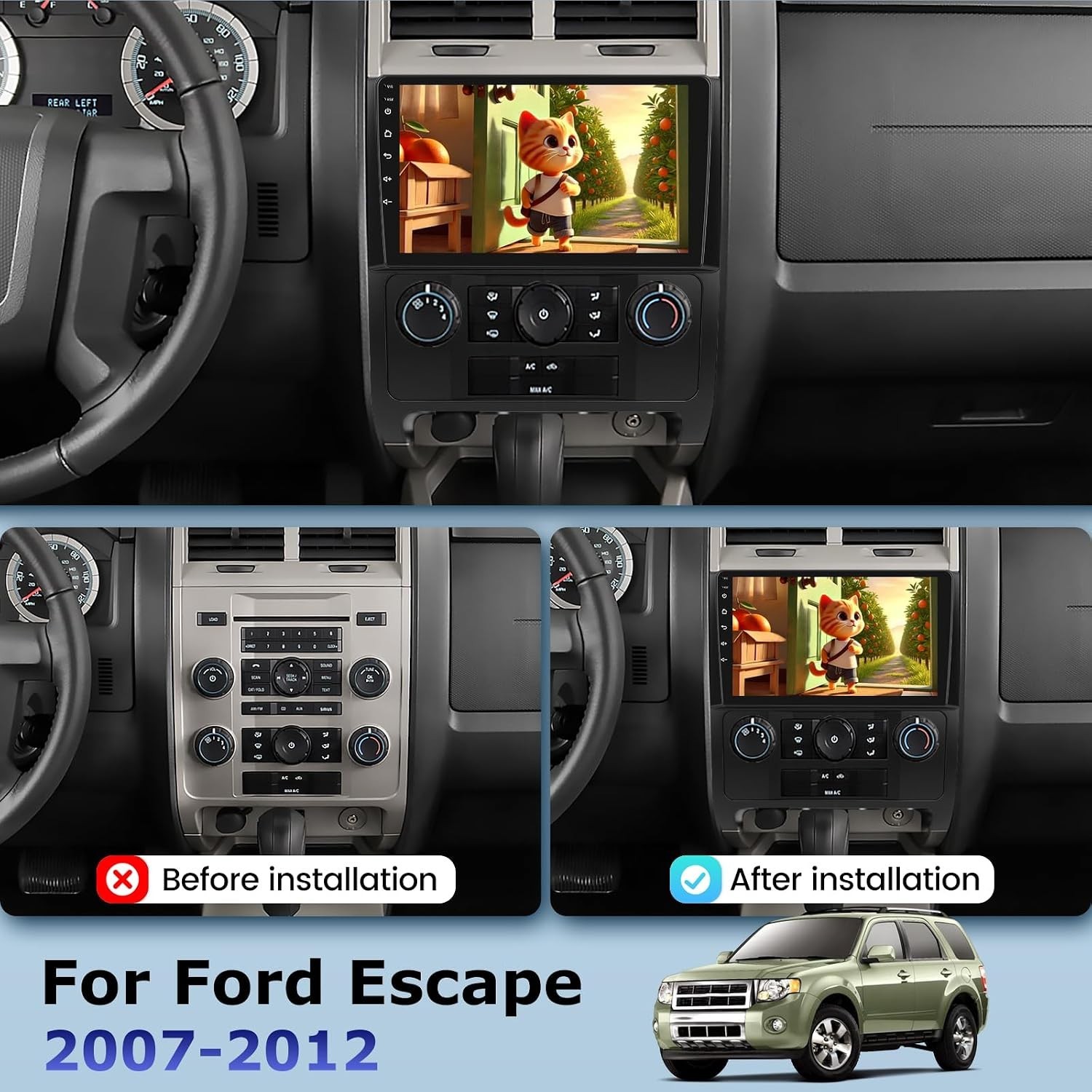For Ford Escape 2008-2012 Apple Carplay Car Stereo Radio Android GPS Nav WIFI