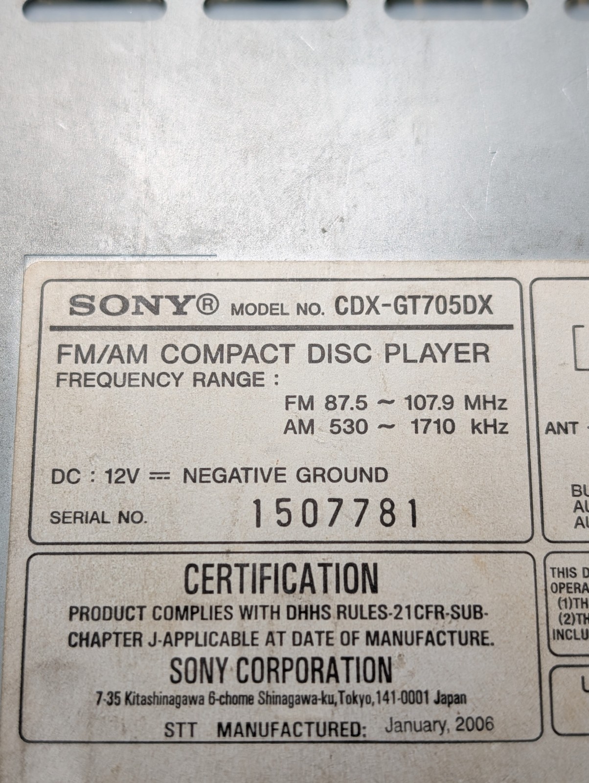 Sony Xplod CDX-GT705DX Car Stereo CD MP3 WMA Player Drive SHX X-DSP – For Parts