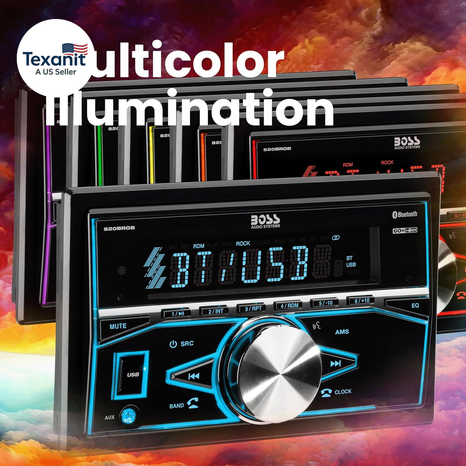 820BRGB Car Stereo – Double Din, Bluetooth, No CD DVD Player, AM/FM Radio Receiv