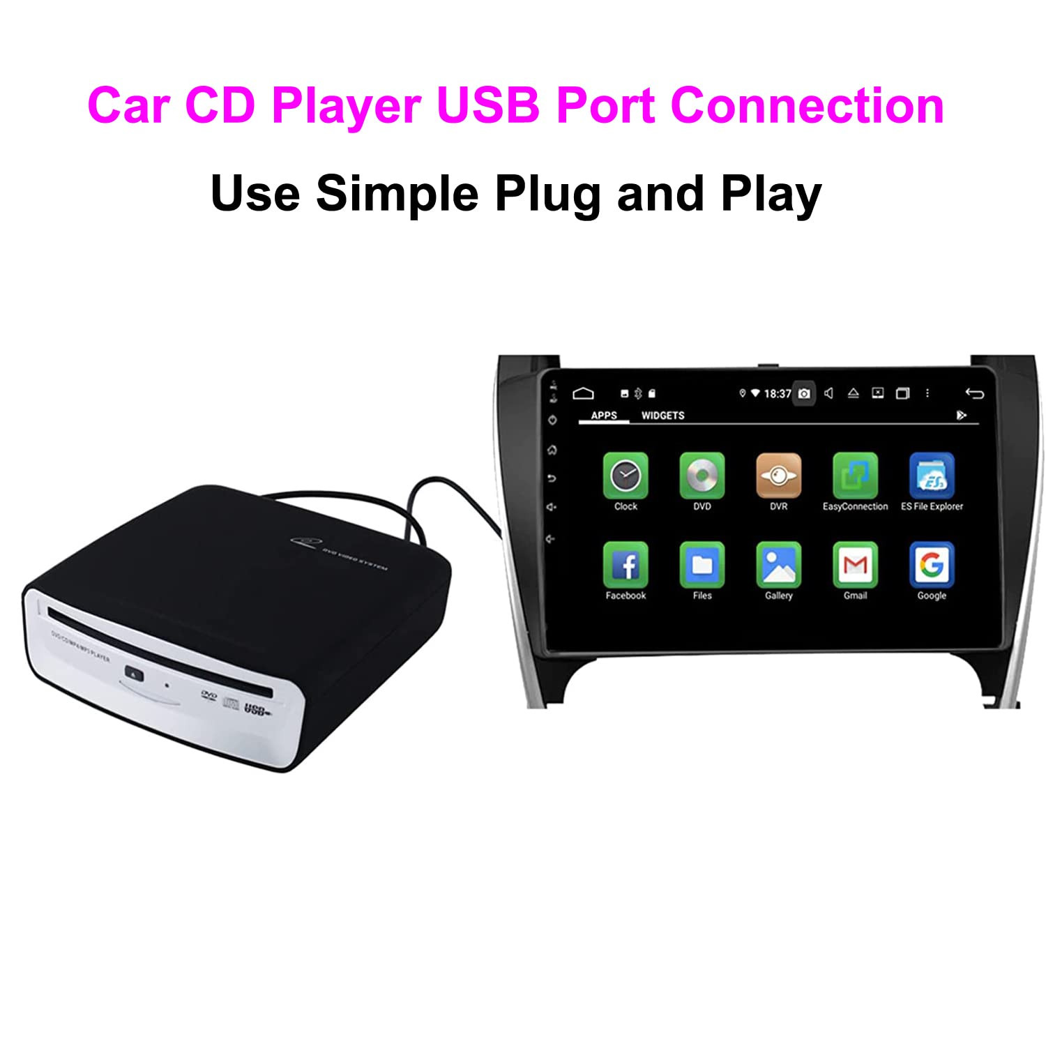 External Car Universal CD Player Machine, Vehicle External USB CD Player for …