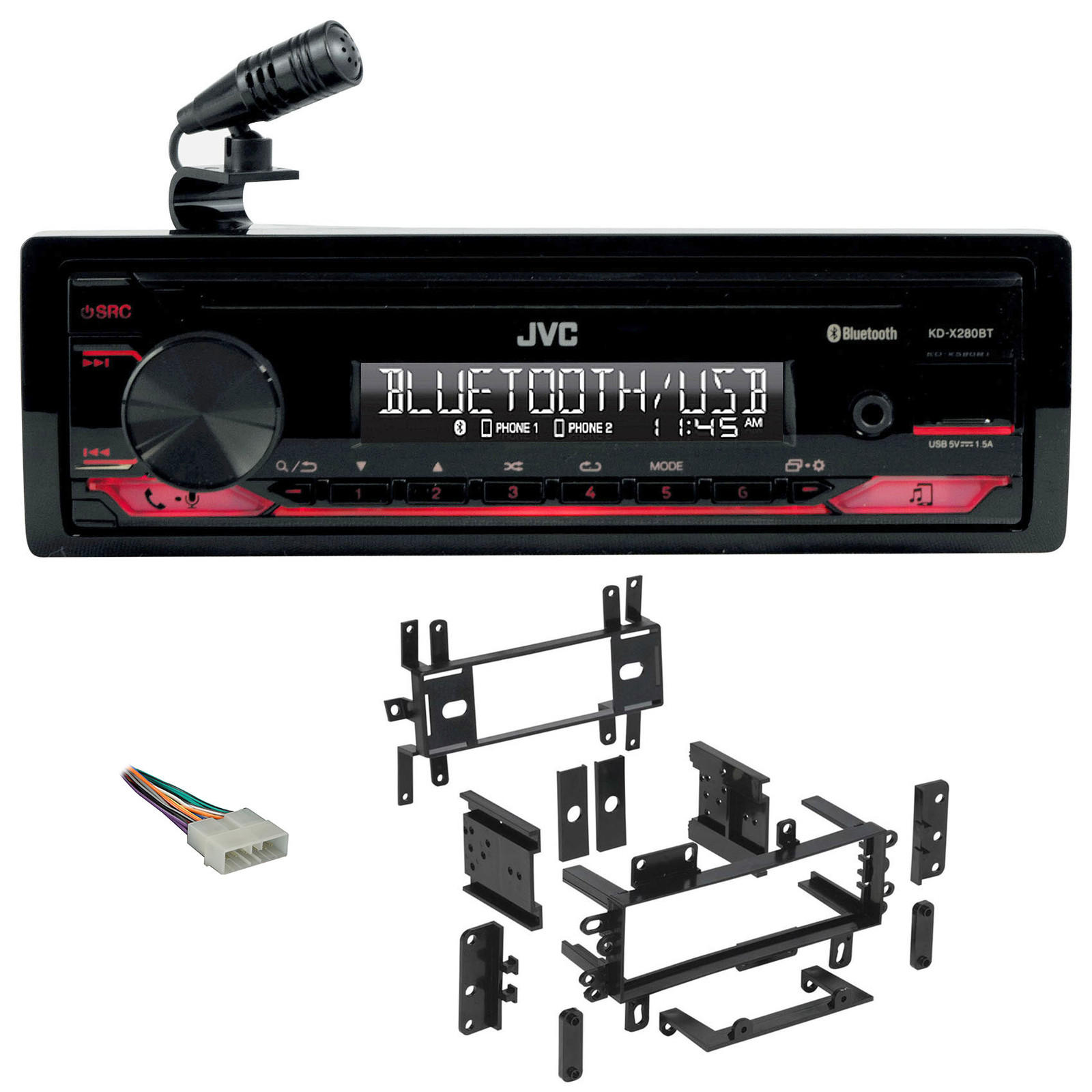 JVC KD-X280BT Bluetooth Receiver w/USB/13-Band EQ Fits 87-95 JEEP WRANGLER YJ