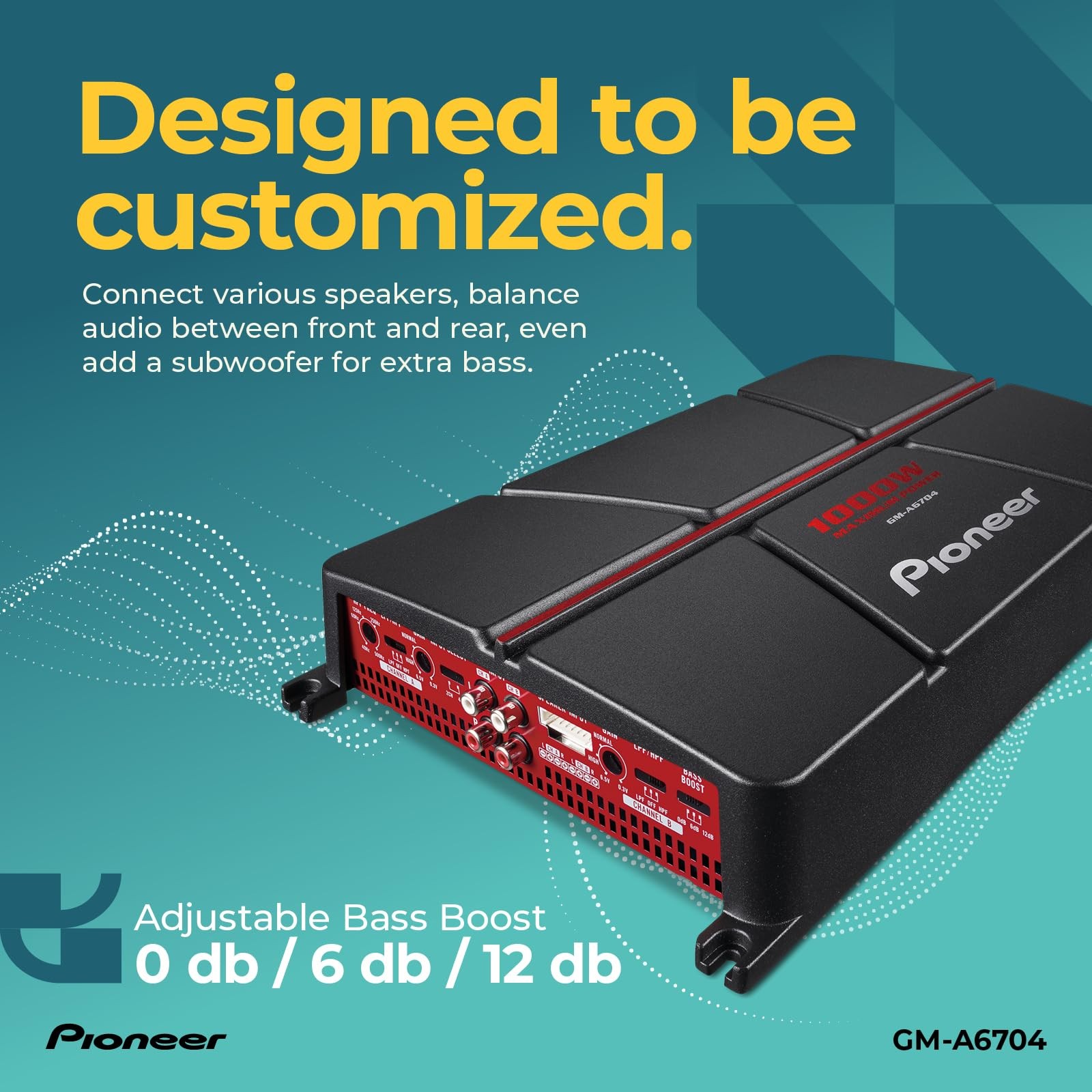 Pioneer GM-A6704 4-Channel Car Amplifier – 1000W Max, Class AB, Bridgeable De…