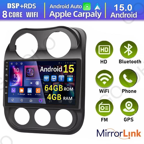 For Jeep Compass Patriot 2010-2017 Car GPS Radio Android15 Player Sat GPS Stereo