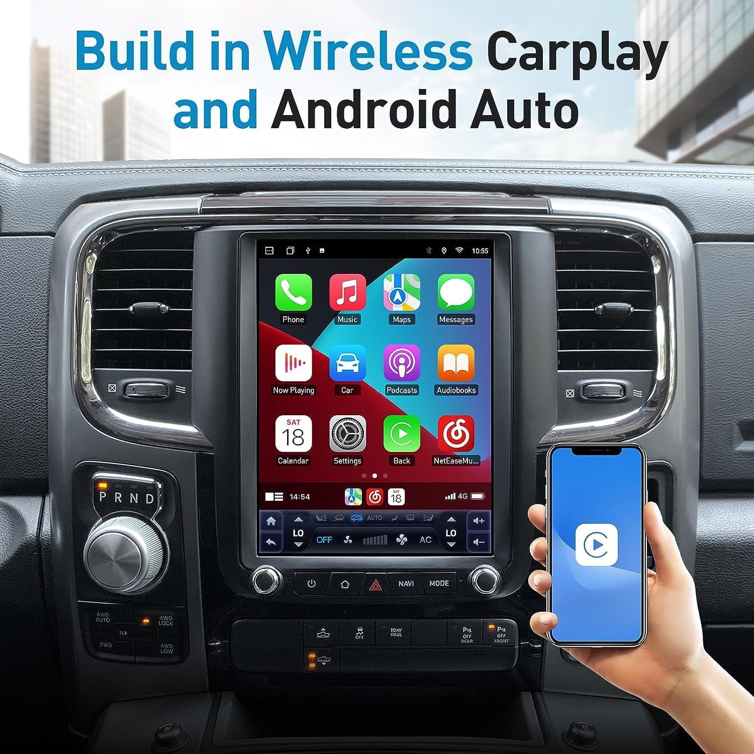 2013-2018 Ram 1500 10.4″ Android Auto CarPlay Radio Auto AC Upgrade