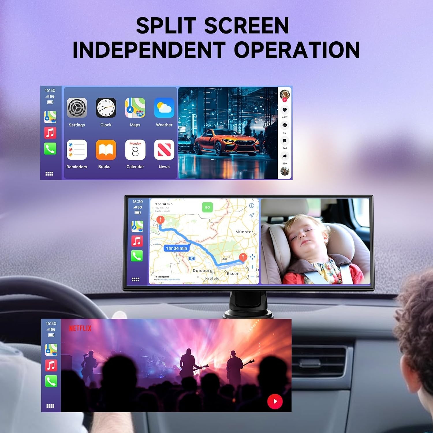 10.25″ Android Auto Carplay Smart Screen w/baby Camera