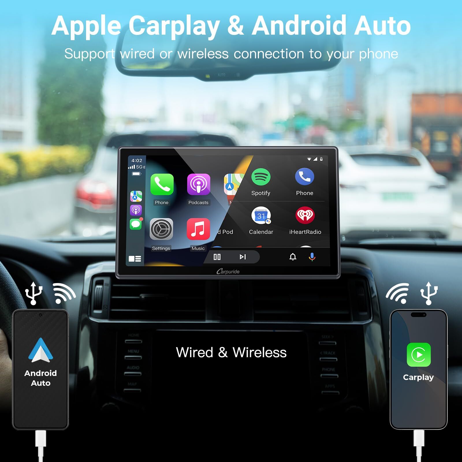 Carpuride W901 Carplay Android Auto Portable Car Stereo Mirror Link Bluetooth