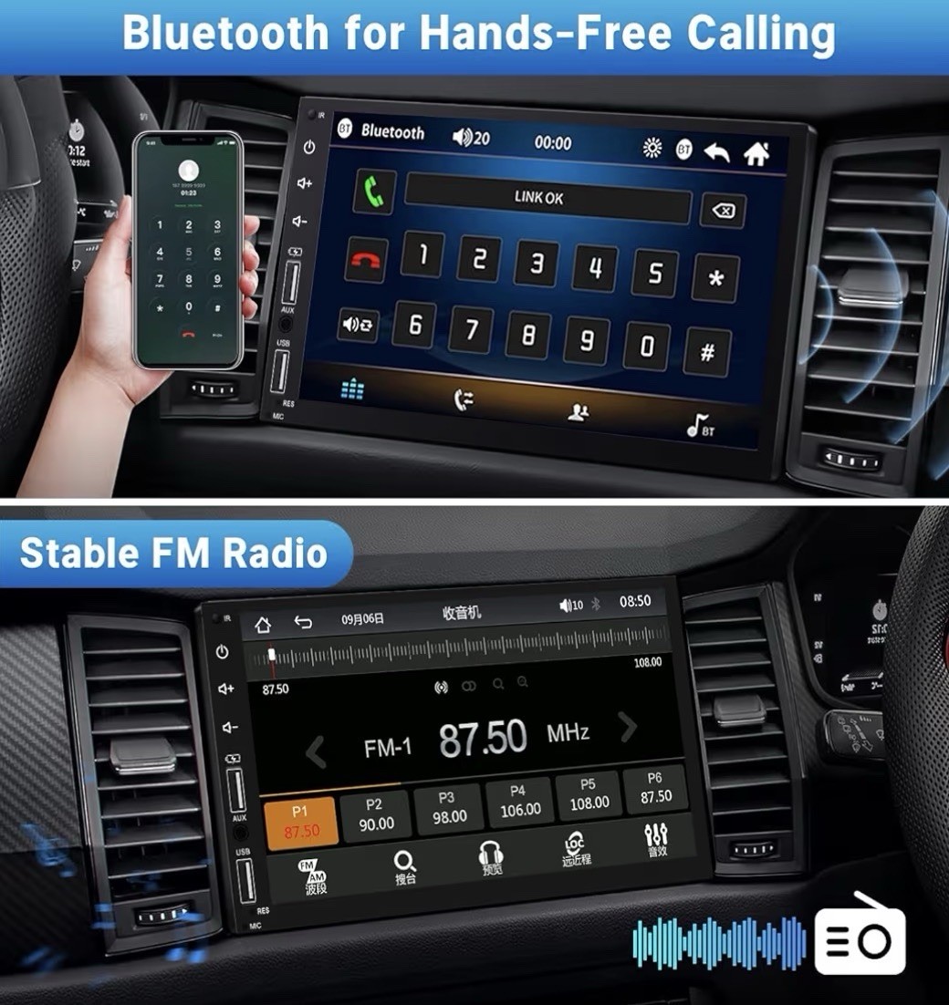 LEADFAN 2 DIN Touchscreen Radio Wired CarPlay Missing Bracket Offered as PARTS