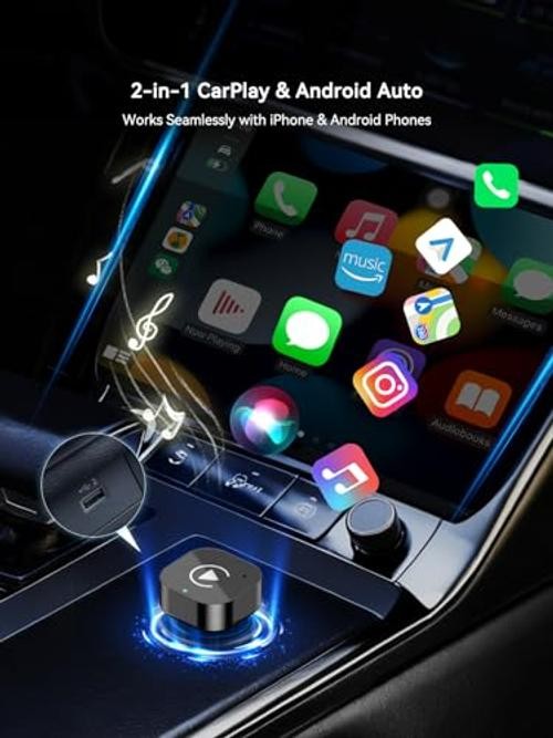 Wireless CarPlay & Android Auto Adapter, 2-in-1 Wireless CarPlay Adapter for
