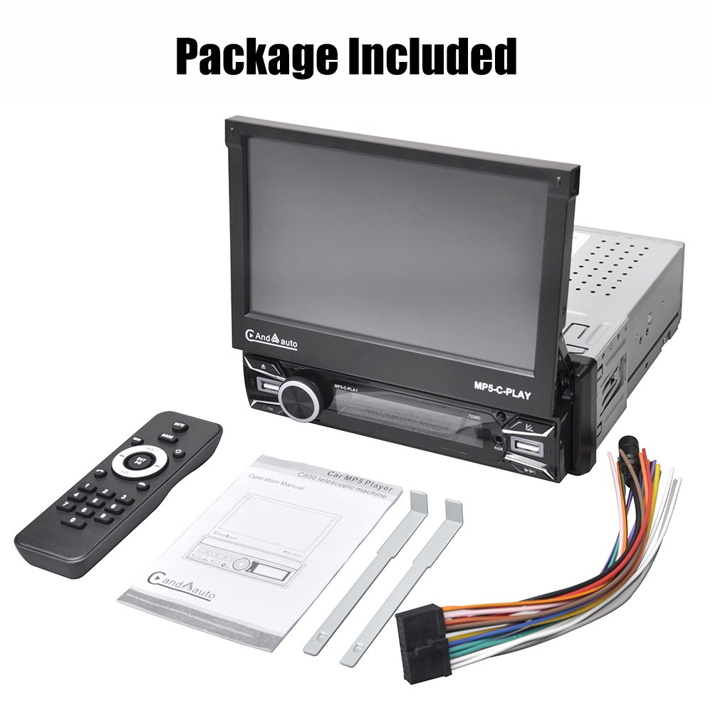 7″ Flip Out Single 1 DIN Car Stereo Radio Apple Carplay Android Auto with Camera