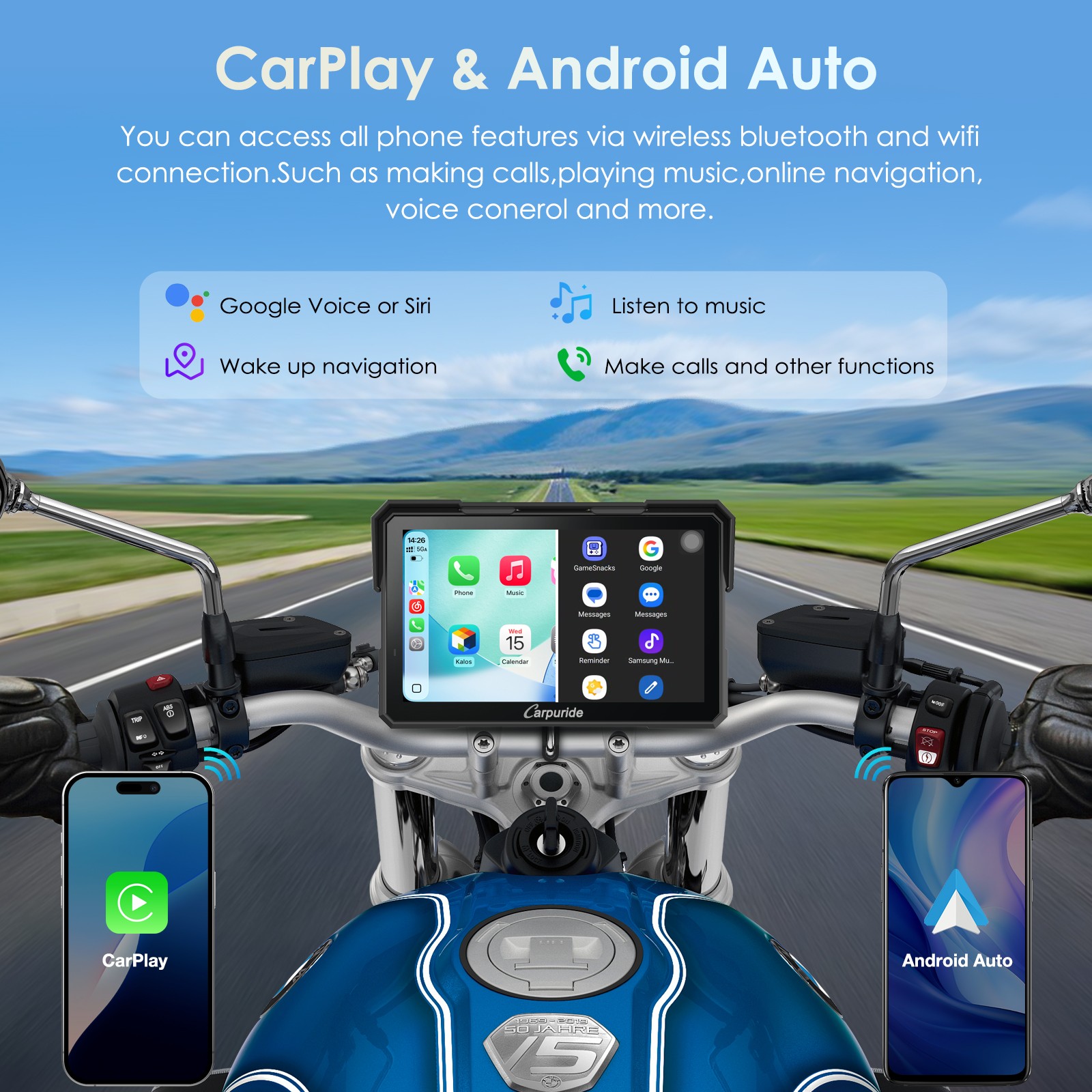 Carpuride W702 Plus Wireless Moto Stereo Install Apps Built in GPS Dual Cameras