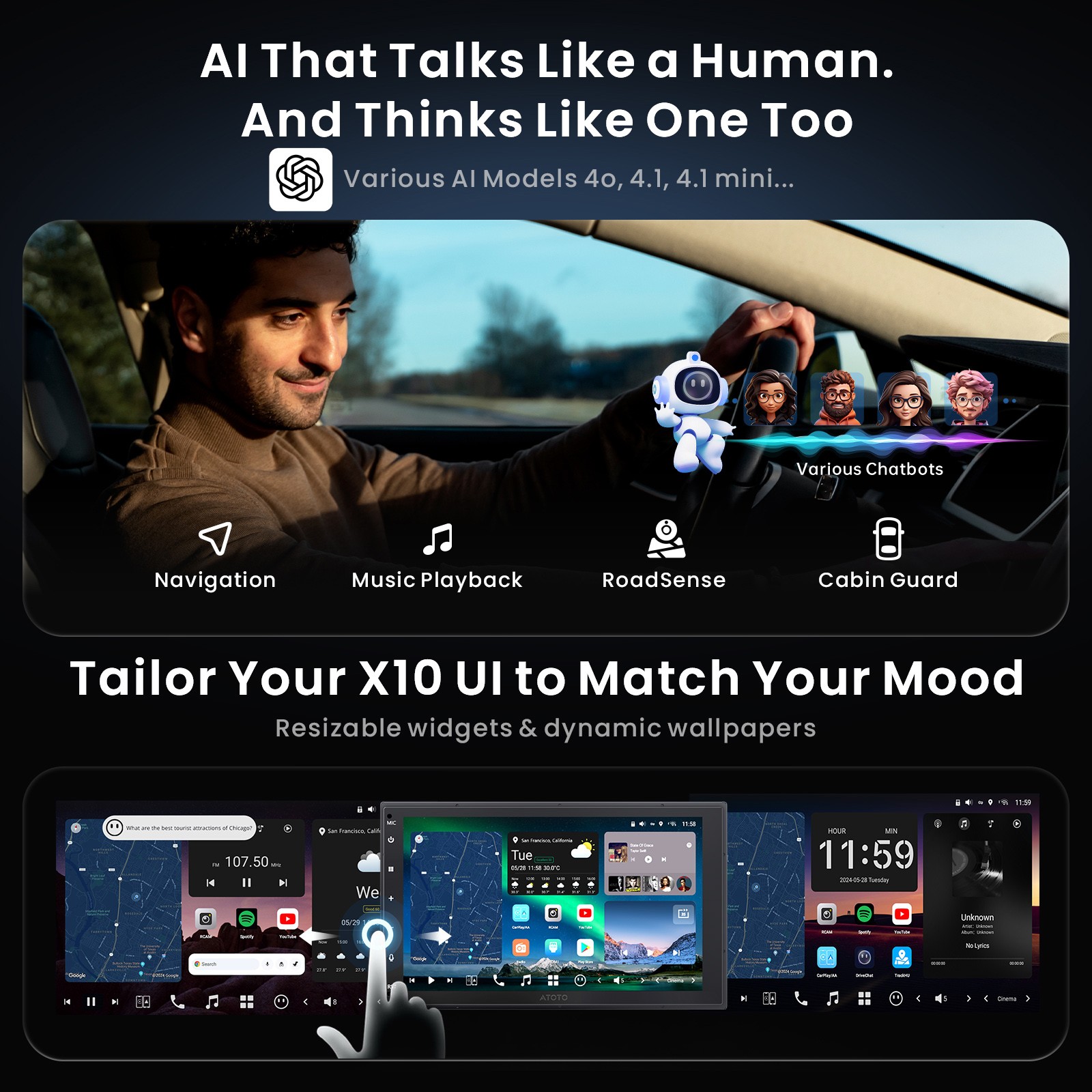 ATOTO 7” Double 2Din Android 13 8+128G TouchScreen Car Stereo Radio GPS AI Chat