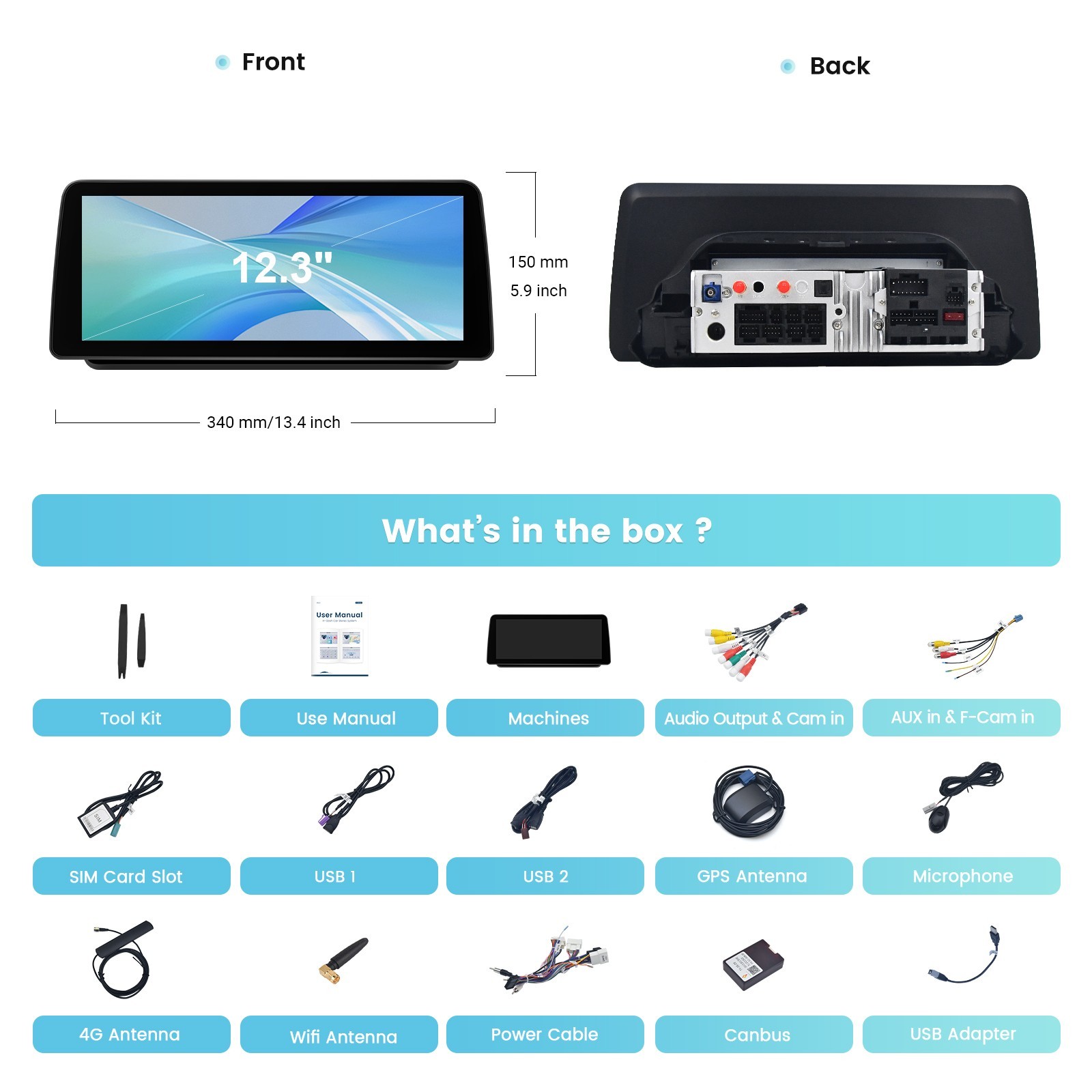 Roadanvi 12.3″ Android Radio for Toyota RAV4 2019-2022 WiFi Navigation GPS X12