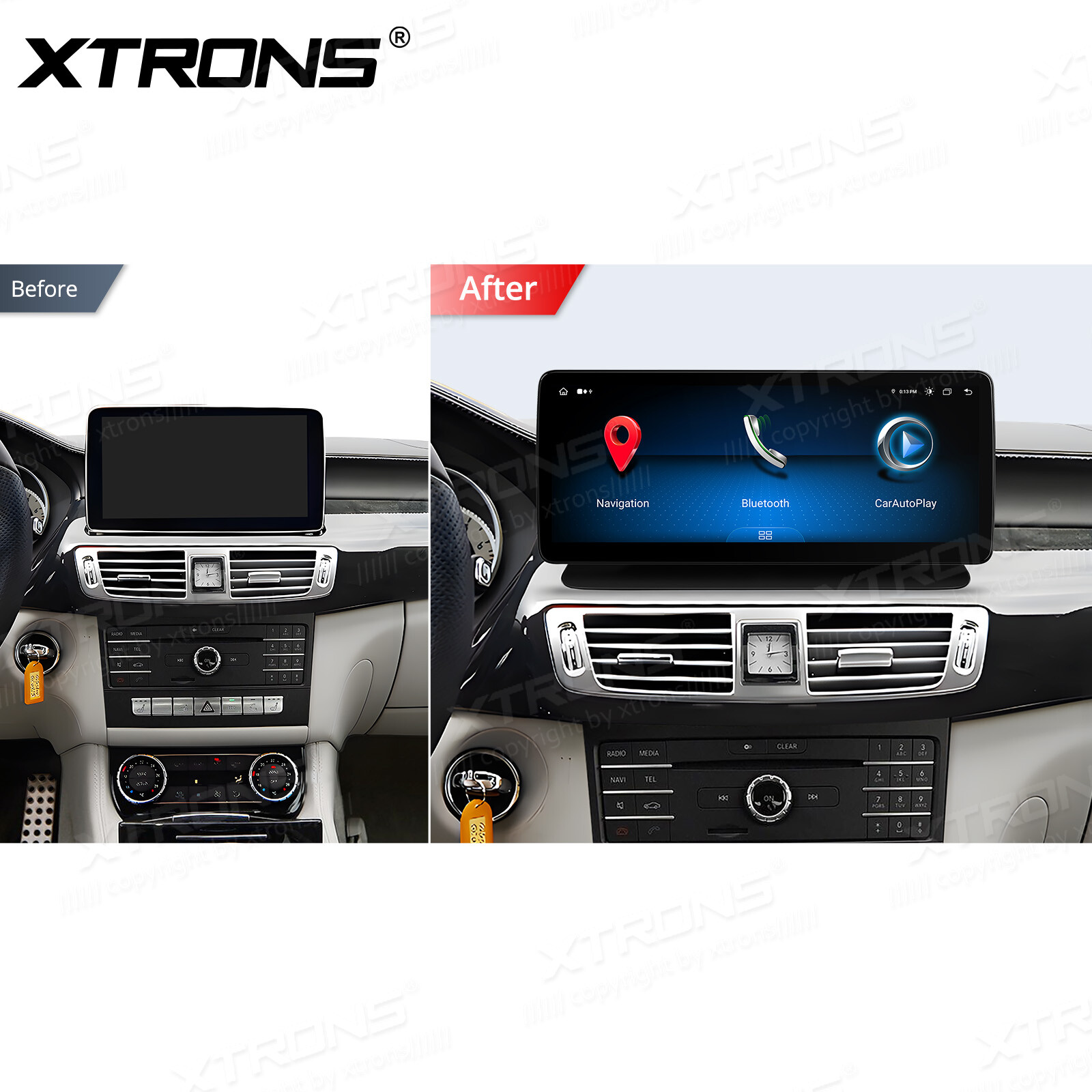 12.3″ Android 14 8-Core Car Play Stereo GPS 4G WiFi For Benz W218 C218 2014-2017