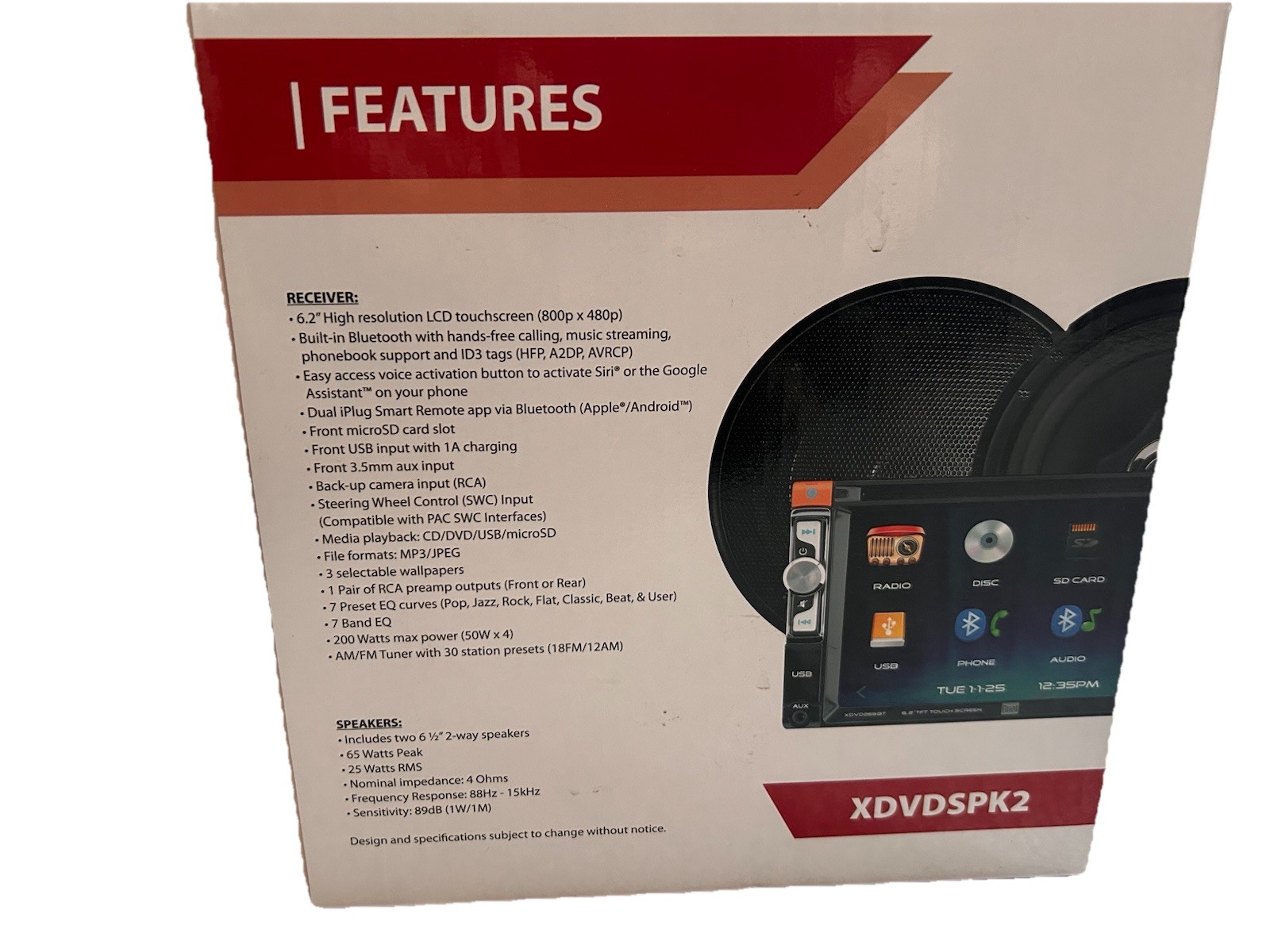 Dual Car DVD Multimedia Receiver and Two 6.5 2-way Speakers (XDVDSPK2) New