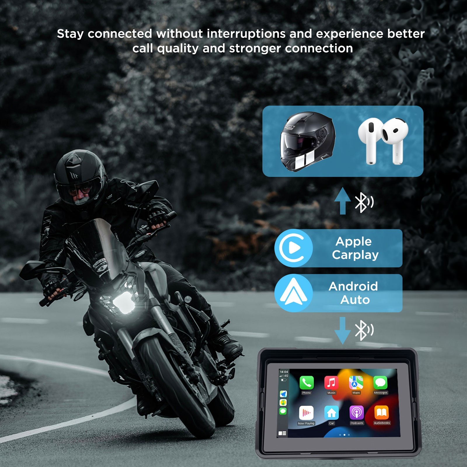MCS-1 5″ Waterproof Wireless Navigator Motorcycle CarPlay & Android Auto Screen