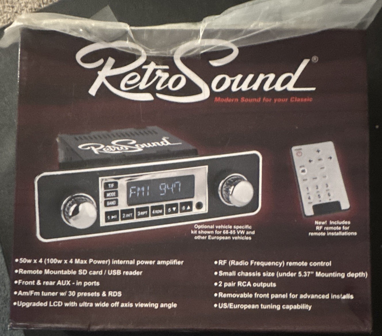 RetroSound Model One 1 DIN Digital Media Receiver USB SD AUX AM/FM Det Face