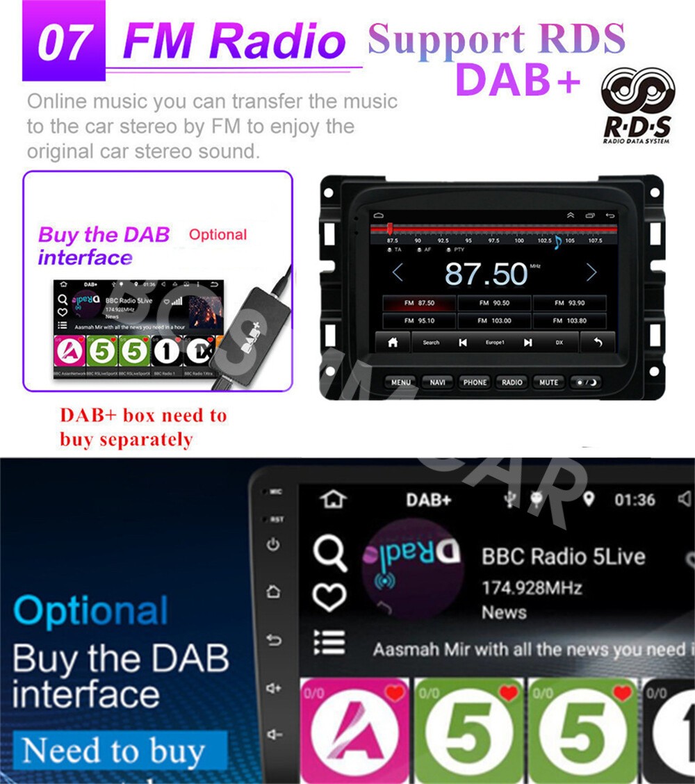 Car Stereo Radio Player GPS Navi WIFI BT W/Camera Fit For Dodge RAM 2013-2018
