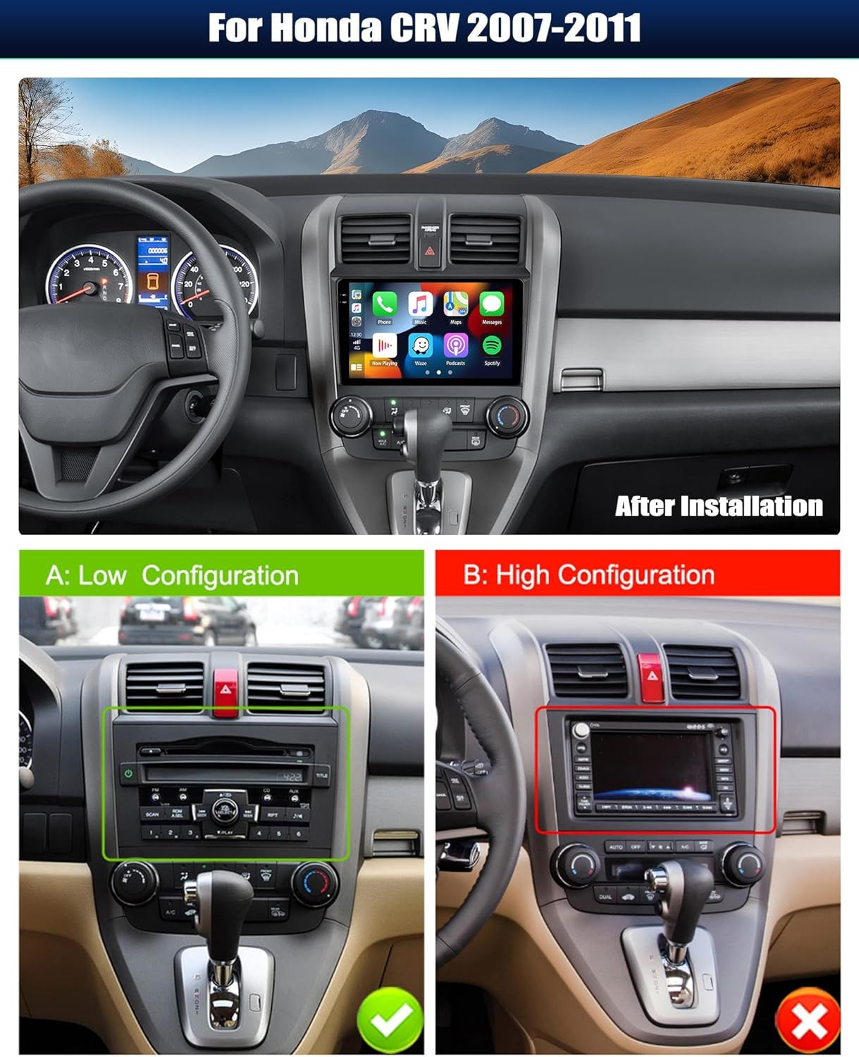 Car Stereo for Honda CRV 2007-2011 Car Radio,Mp5 Player with Apple Carplay Andro