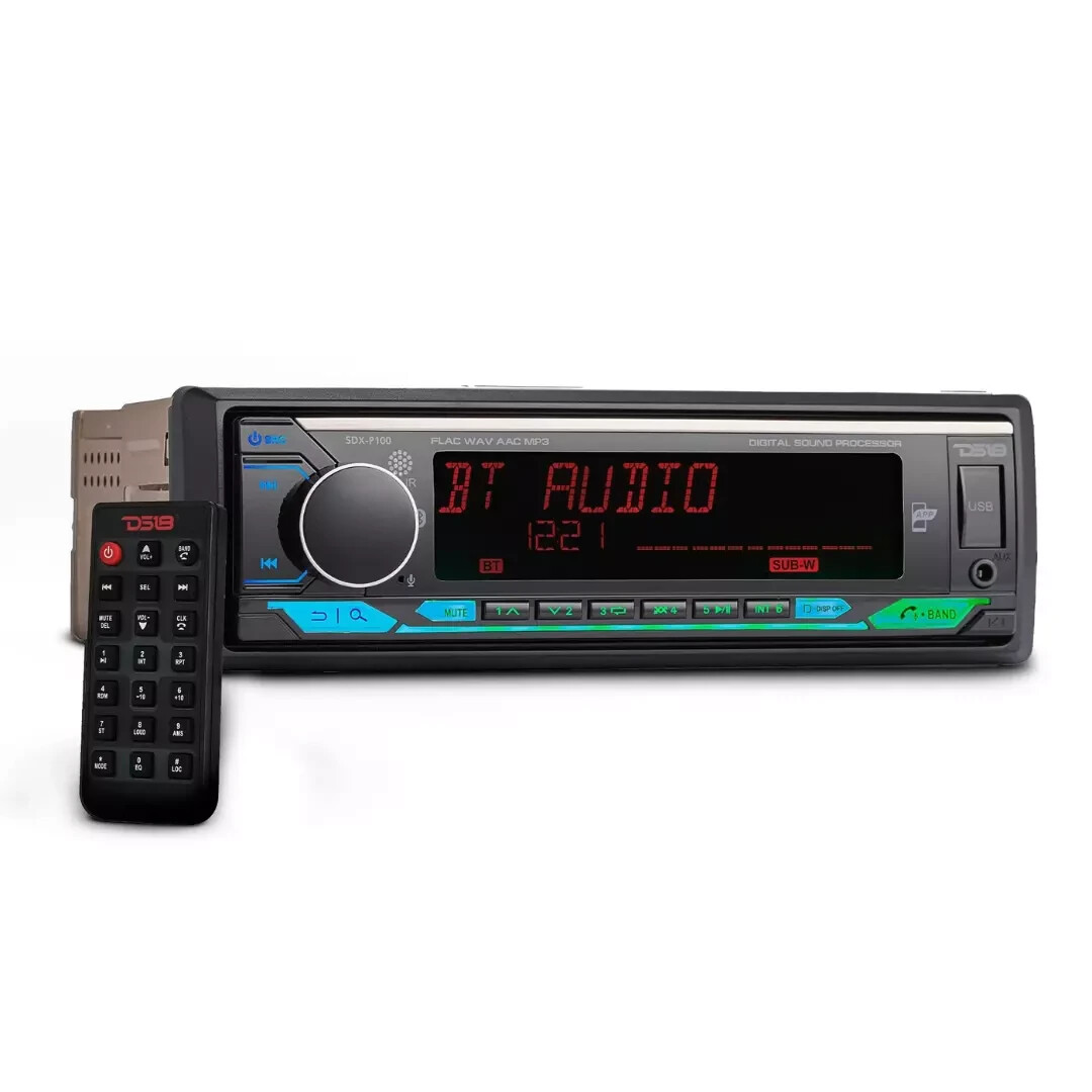 DS18 Single Din Car Stereo Receiver Built-in DSP EQ Bluetooth Sub Out SDX-P100