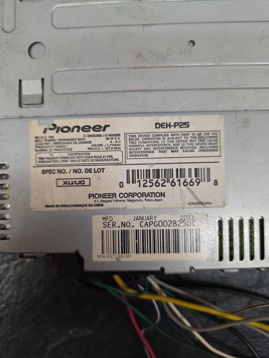 Pioneer DEH-P25 Pioneer Premier – Untested WMA/MP3/AAC MOSFET 50Wx4