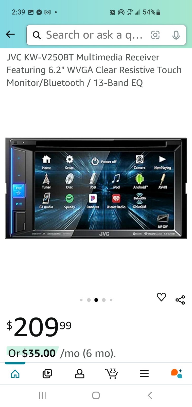 JVC KW-V25BT 6.2″ Touchscreen Multimedia Receiver