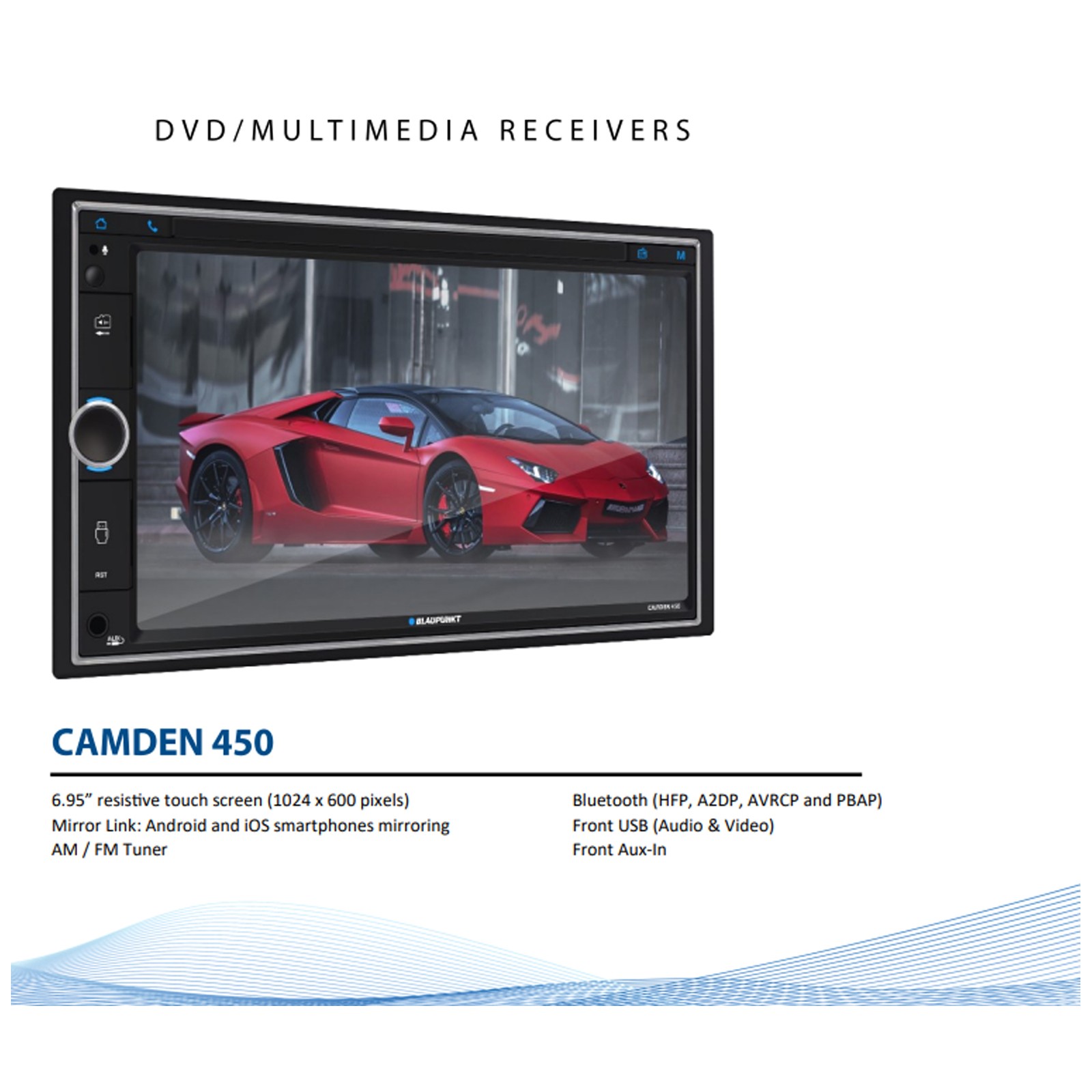 Blaupunkt CAMDEN 450 7” Touchscreen Receiver, 2x 6×8″ 60W Car Speakers, Wire