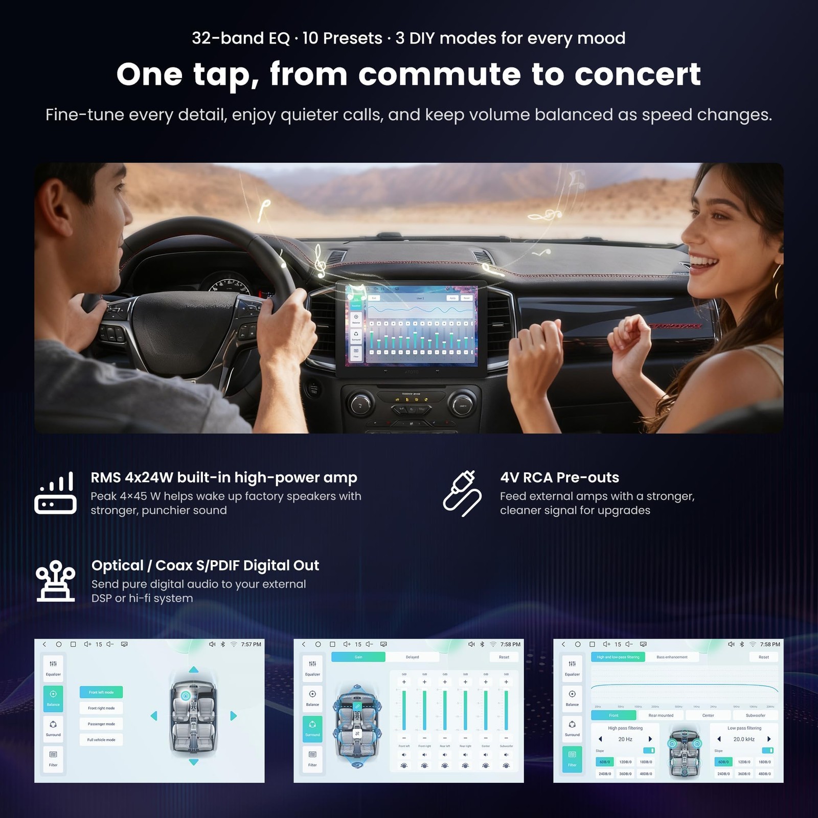 ATOTOOUT A7 10.1″ QLED Android Double Din Car Stereo, 4G LTE/Wi-Fi/USB, SPDIF…