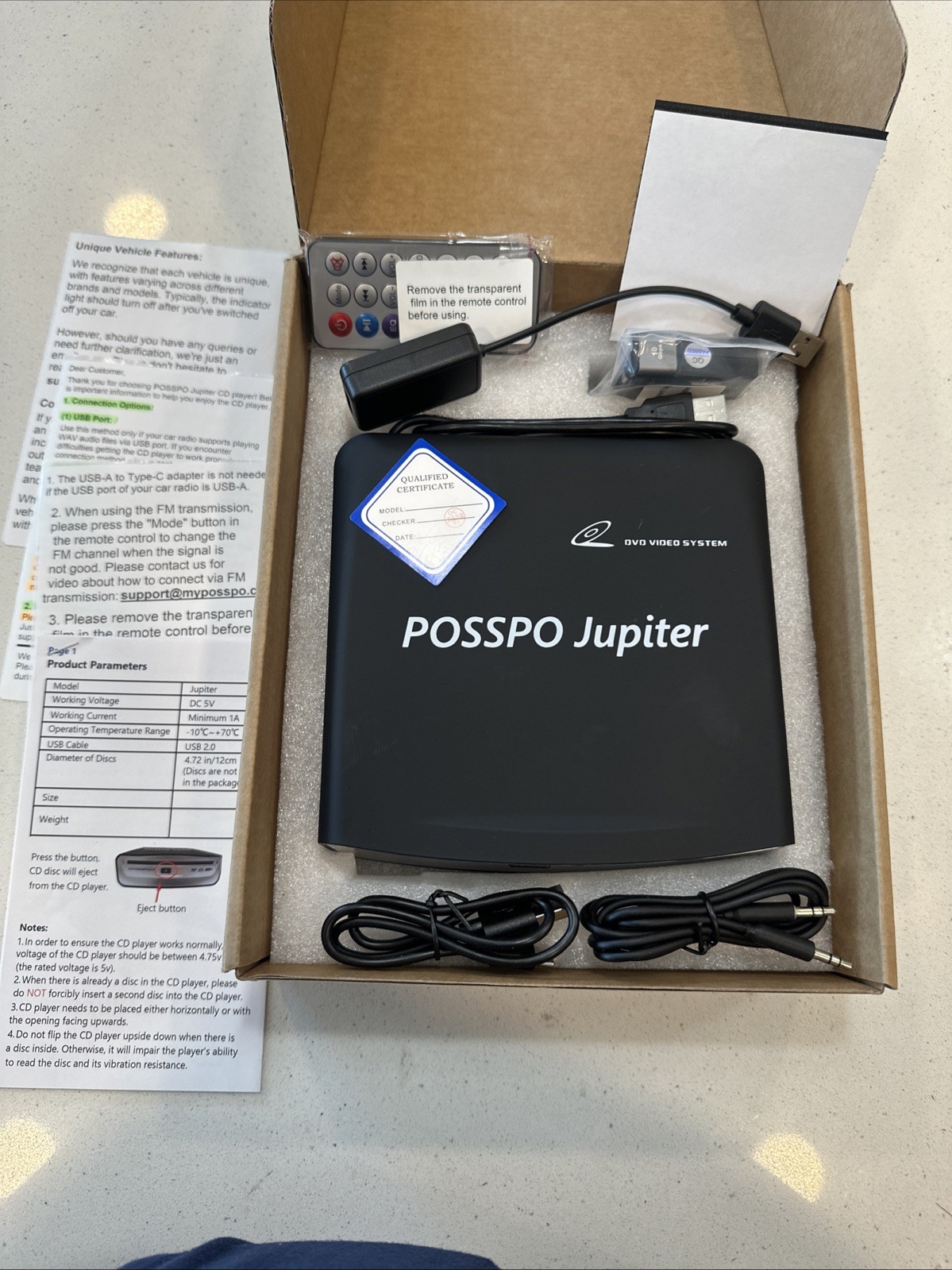 POSSPO Jupiter USB External CD DVD Player for Car Auto Plug & Play AUX Portable
