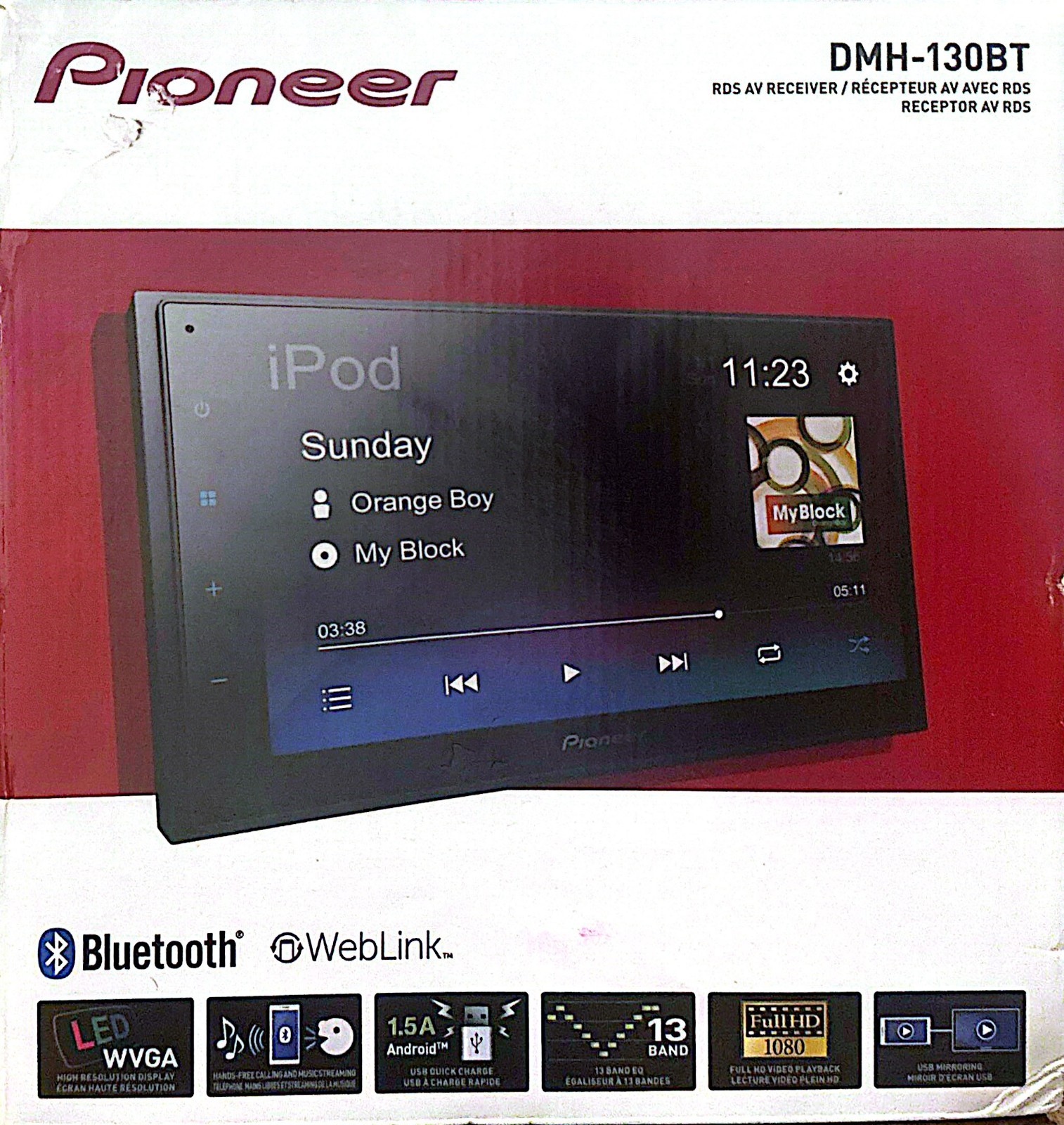 NEW Pioneer DMH-130BT 6.8″ Bluetooth Touchscreen Digital Multimedia Receiver
