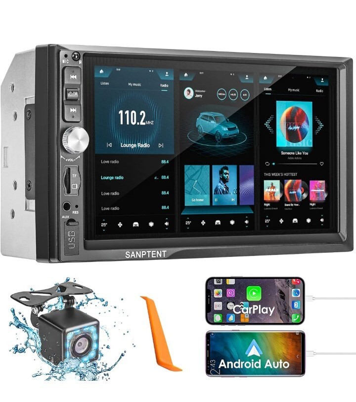 Snaptent 7660 7 Inch HD Touchscreen Car Stereo BT/AM/FM/MP5/Review Camera